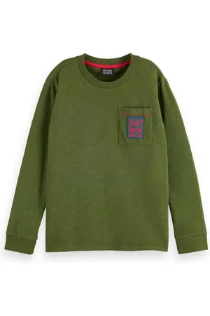 Scotch&Soda Langarmshirt Langarm-Shirt Military Grün Rückenprint - Verkäufer: coolkids-store