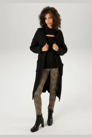 Aniston Strickjacke im trendigem Zopf- und Ajour-Muster-Mix