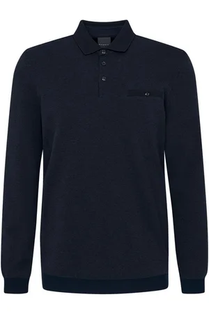 Bugatti Langarm-Poloshirt mit feiner Strukturoptik