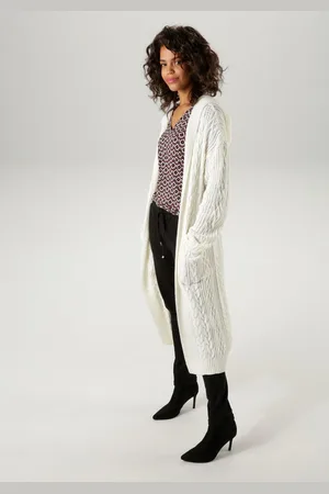 Aniston Strickjacke im trendigem Zopf- und Ajour-Muster-Mix