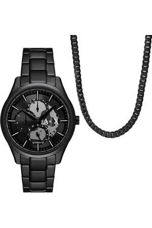 Armani Exchange Multifunktionsuhr AX7160SET, (Set, 2-tlg., mit Kette), Armbanduhr, Herrenuhr, Edelstahlarmband, ideal auch als Geschenk