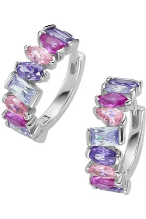 Giorgio Martello Paar Creolen Korund pink und Zirkonia mehrfarbig, Silber 925