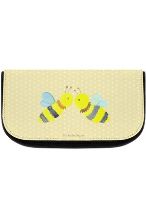 Mr. & Mrs. Panda Kosmetiktasche Biene Liebe - Pastell - Geschenk, Kosmetiktaschen Damen, Make-Up (1-tlg), Übersichtliche Fächer - Verkäufer: