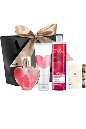 Avon Eau de Parfum Lov U Eau de Parfum, Body Lotion, and Raspberry Shower Gel, 5-tlg., langanhaltender Luxuriöses Duftset, tägliche Pflege, Geschenkset - Verkäufer: Cultzen