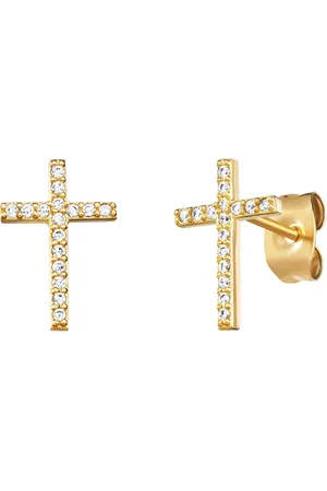 Engelsrufer Paar Ohrstecker Kreuz, ERE-LILCROSS-ZI-ST, ERE-LILCROSS-ZI-STG, Made in Germany - mit Zirkonia (synth)