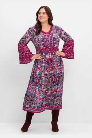 Joe Browns Maxikleid Große Größen im Boho-Stil, mit Trompetenärmeln