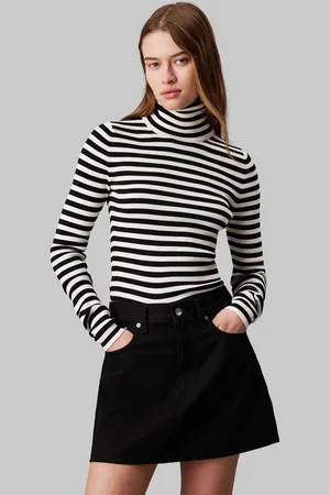 Calvin Klein Rollkragenpullover WOVEN LABEL ROLL NECK SWEATER mit Logopatch