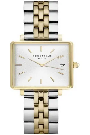 ROSEFIELD Quarzuhr Damenuhr Boxy XS Silber Gold Bicolor eckig QMWSSG-Q023 - Verkäufer: JUWELSTORE.de
