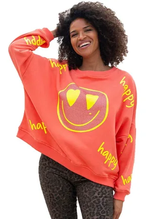 miss goodlife Sweater MG9380 Sweatshirt Happy, Heartface Strass, deuspink - Verkäufer: Lord of Label