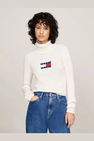 Tommy Hilfiger Strickpullover TJW MELANGE TRTLNCK FLAG SWEATER mit Logo-Flag