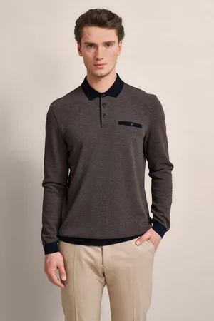 Bugatti Langarm-Poloshirt mit Strukturkragen