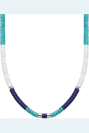 Thomas Sabo Kette ohne Anhänger mit blauen Steinen, KE2159-058-7-L38V, mit Achat, Lapislazuli, Türkis-Imitat