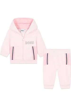 HUGO BOSS Jogginganzug BOSS Baby Jogginganzug 2er Set rosa Velours Streifendetails - Verkäufer: coolkids-store