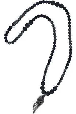 Aaron Bane Perlenkette Lavasteine Hämatin Perlenkette Kette Damen/Herren Engelsflügel (1-tlg) - Verkäufer: Mysale24