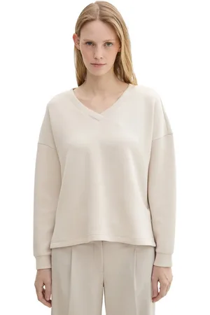 TOM TAILOR Sweatshirt Scuba mit V-Ausschnitt