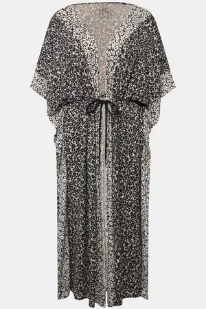 Ulla Popken Bademantel Kaftan Bordüren Bindeband Halbarm, Langform, Materialmix - Verkäufer: Popken Fashion Group