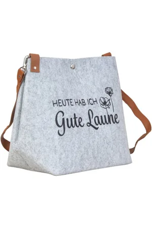 Mf Next Com Umhängetasche Gute Laune Filztasche mit Kunstlederriemen in Grau (1-tlg) - Verkäufer: Megafuchs Versandhandel