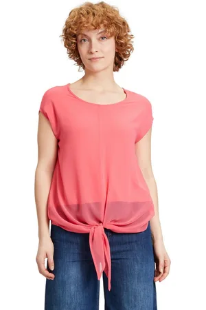 Cartoon Kurzarmshirt Rundhals-Shirt mit Schleifenknoten (1-tlg) Materialmix