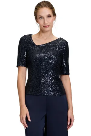 Vera Mont Kurzarmshirt Pailletten-Top mit Glanzeffekt (1-tlg) Pailletten