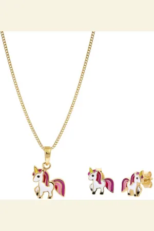 trendor Panzerkette Schmuck-Set für Kinder Farbenfrohes Einhorn Geschenkset - Verkäufer: uhrcenter