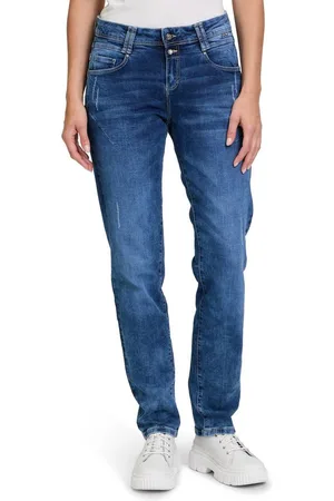 Cartoon Boyfriend-Jeans Boyfriend-Hose mit Nieten