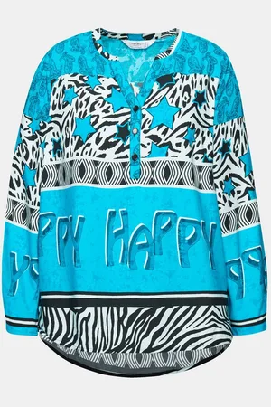 Angel of Style Satinbluse Bluse A-Linie Happy Mustermix Langarm - Verkäufer: Popken Fashion Group