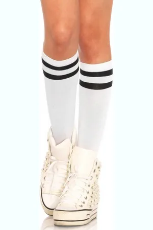 Leg Avenue Kniestrümpfe Sportstrümpfe -schwarz Tennissocken - eleganter als ihr Ruf! - Verkäufer: MASKWORLD