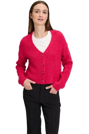 Cartoon Strickjacke Strick-Cardigan mit V-Ausschnitt (1-tlg) Rippbündchen