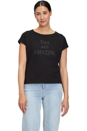 Cartoon Kurzarmshirt Rundhals-Shirt mit Placement (1-tlg) Placement