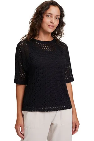 Betty & Co Kurzarmshirt Betty & Co Sweatpullover mit Fledermausärmeln (1-tlg) Struktur