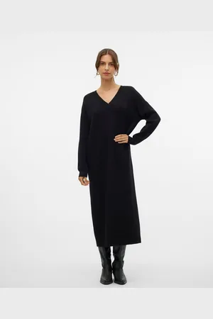 VERO MODA Strickkleid VMGOLD LS V-NECK 7/8 DRESS GA