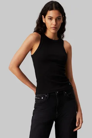 Calvin Klein Ripptanktop WOVEN LABEL TANK TOP mit Logoaptch