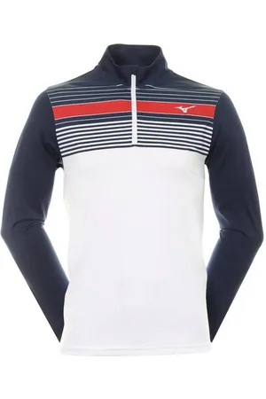 Mizuno Longsweatshirt Golf Layer Breeze Elite ST 1/4 Zip Weiß-Navy Herren UK S - Verkäufer: Svens Golfshop GmbH