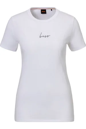 HUGO BOSS Shirttop C_Elogo_crystal 1026 mit Strass-Besatz
