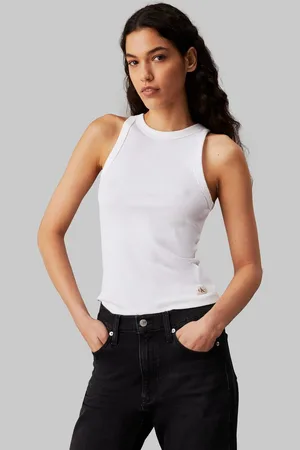 Calvin Klein Ripptanktop WOVEN LABEL TANK TOP mit Logoaptch