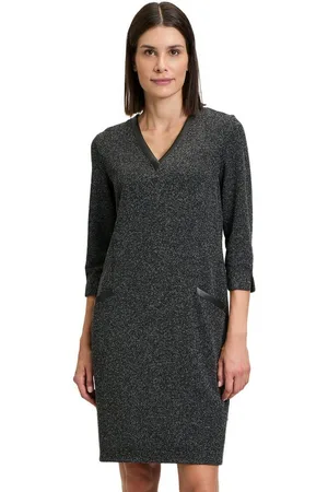 Vera Mont A-Linien-Kleid Businesskleid mit V-Ausschnitt Materialmix