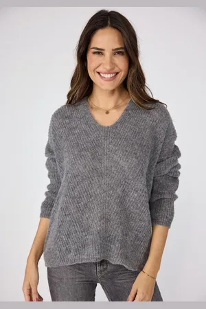Lieblingsstück V-Ausschnitt-Pullover AlienaEP mit Rippenstrickmuster