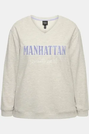 Ulla Popken Sweatshirt Sweatshirt Frotteedruck V-Ausschnitt Langarm - Verkäufer: Popken Fashion Group