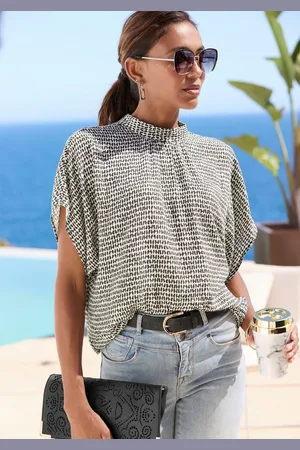 Lascana Kurzarmbluse mit Alloverdruck, Damenbluse, sportlich elegant