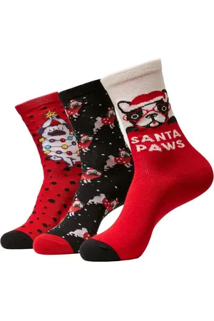 Urban classics Basicsocken Unisex Pug Christmas Socks 3-Pack (1-Paar)