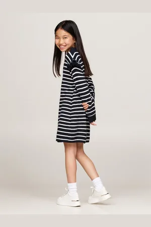 Tommy Hilfiger Strickkleid RUFFLE SKATER DRESS LS mit Streifenmuster