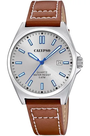 Calypso Quarzuhr Basic K5868/2, Armbanduhr, Herrenuhr, Lederarmband, analog, Tag