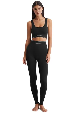 Marc O’ Polo Leggings Seamless Waffle mit kontrastigem Streifen und eingearbeitetem Logo