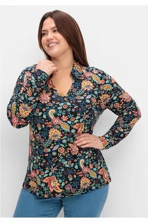 Joe Browns Langarmshirt Große Größen mit Paisleyprint und Polokragen
