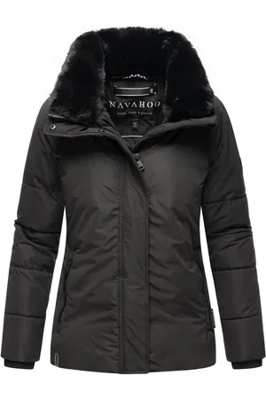 Navahoo Winterjacke Frostii XIV modische Damen Winter Steppjacke mit Kunstfellkragen