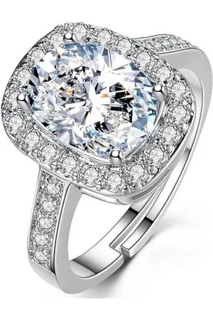 YouBella Fingerring Solitär Kristall-Schmuck Ring Legierung Für Frauen & Mädchen (Hautfreundlich, Nicht-Allergisch), Versilbert, Perfekt für alle Anlässe, Am besten zum Verschenken - Verkäufer: Infinity Prime DE