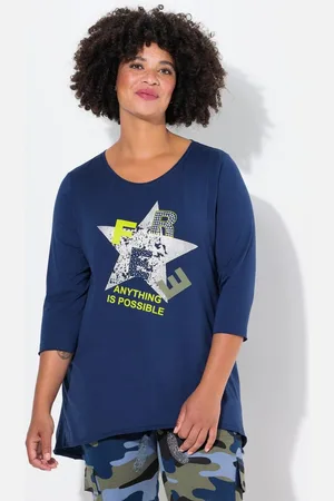 Angel of Style T-Shirt T-Shirt Glitzer-Stern offenkantige Abschlüsse - Verkäufer: Popken Fashion Group