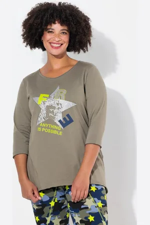 Angel of Style T-Shirt T-Shirt Glitzer-Stern offenkantige Abschlüsse - Verkäufer: Popken Fashion Group