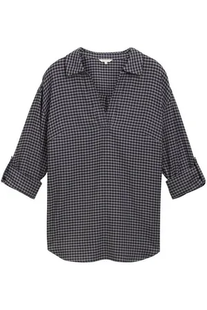 TOM TAILOR Langarmbluse Plus Size - Flanellbluse mit Karomuster mit langen Ärmeln mit Turn-Up-Option - Verkäufer: TOM TAILOR