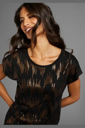 Laura Scott Rundhalsshirt mit schimmernden Pailettenprint
